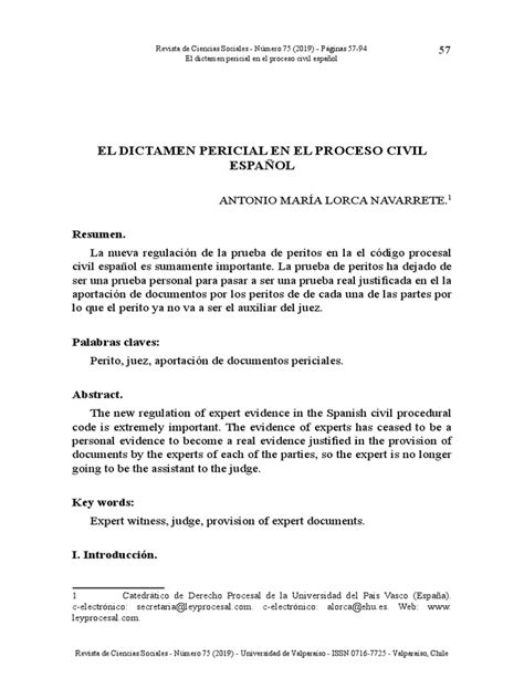 El Dictamen Pericial En El Proceso Civil Espanol Pdf Testigo