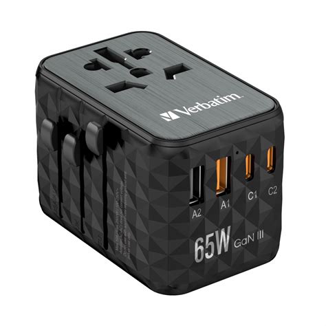 VERBATIM 32120 GaN III Universal Travel Adapter UTA 05 With 2 X USB C