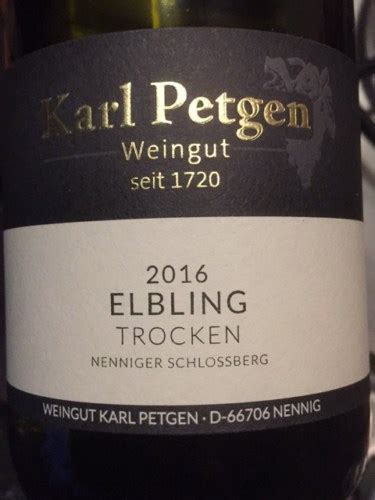 Karl Petgen Nenniger Schlossberg Elbling Trocken Vivino