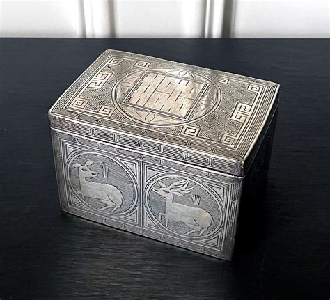 Fine Korean Iron Tobacco Box With Silver Inlay Joseon Dynasty For Sale