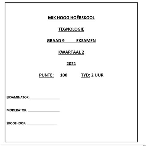 Civil Technology Past Exam Papers And Memos Grade 9