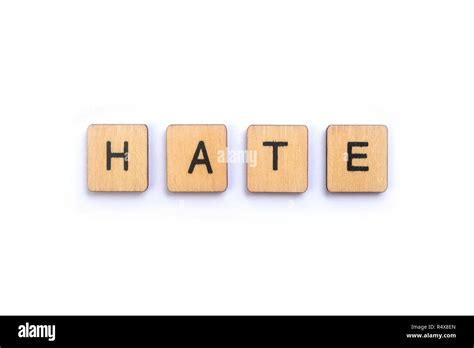 The Word Hate Spelt With Wooden Letter Tiles Stock Photo Alamy