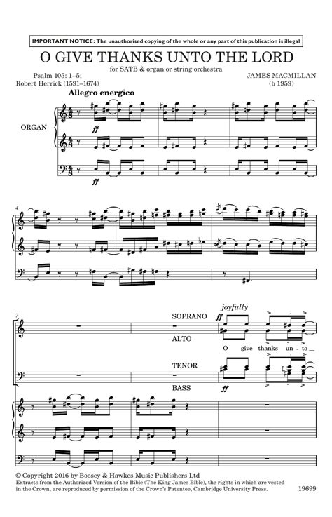 Download O Give Thanks Unto The Lord James Macmillan Satb Choir