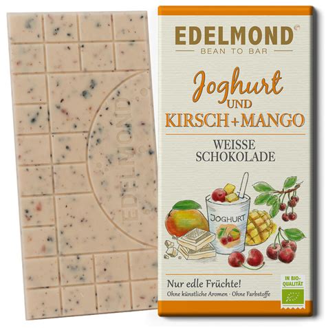 Bio weiße Erdbeer Schokolade mit Joghurt Edelmond Chocolatiers GmbH