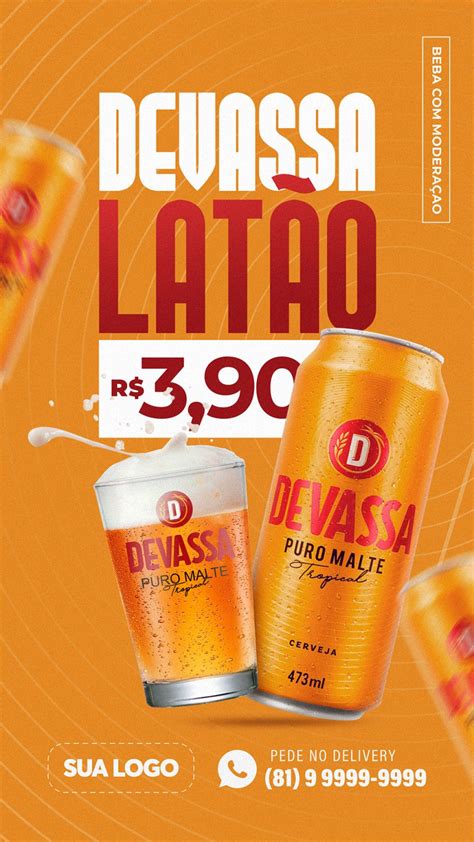 Post Story Distribuidora Cerveja Devassa Latão Social Media Psd