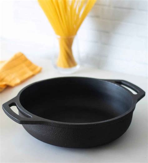 Buy Flat Bottom Ltr Induction Friendly Black Cast Iron Kadhai At