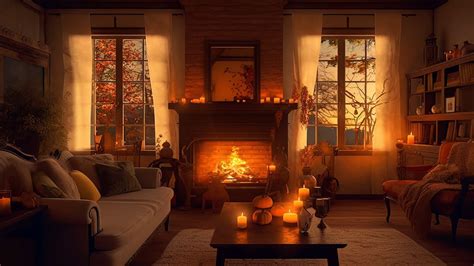 Autumn Afternoon Ambience With Relaxing Fireplace Autumn Forest Sound