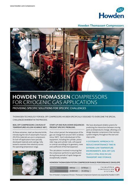 Howden Thomassen Compressors For Cryogenic Gas Applications