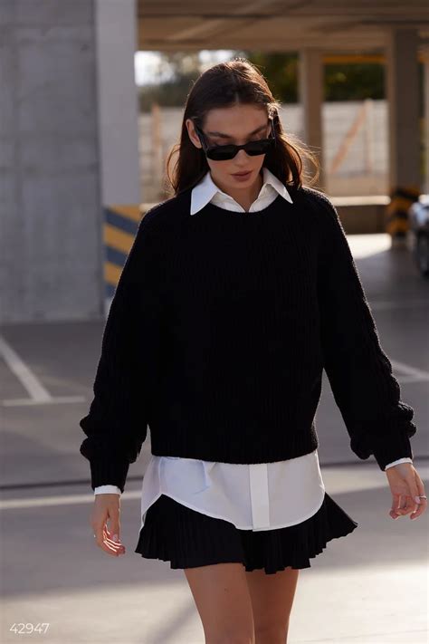 Черный свитер из смесовой шерсти (арт. 42947) ♡ интернет-магазин Gepur