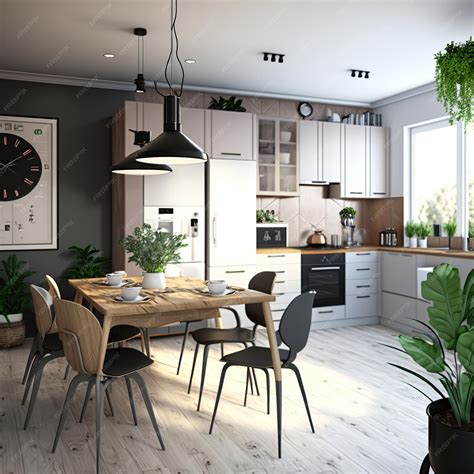 Premium AI Image | Modern kitchen and dining room interior design