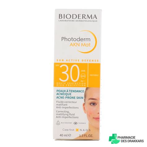 Fluide Solaire Spf30 Bioderma Photoderm Akn Mat Peau Grasse Acné