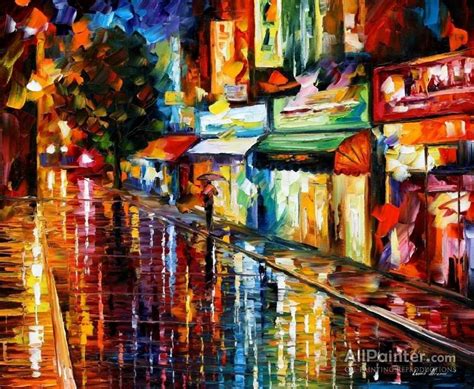 Leonid Afremov Night Rain Oil Painting Reproductions For Sale Light