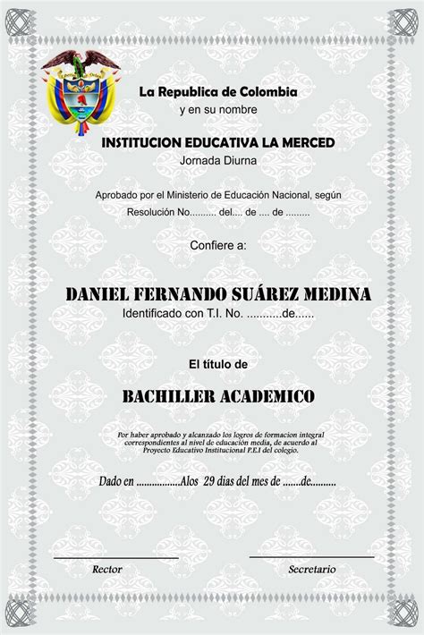 Mar Plantillas De Diplomas De Bachiller Colombia En Word