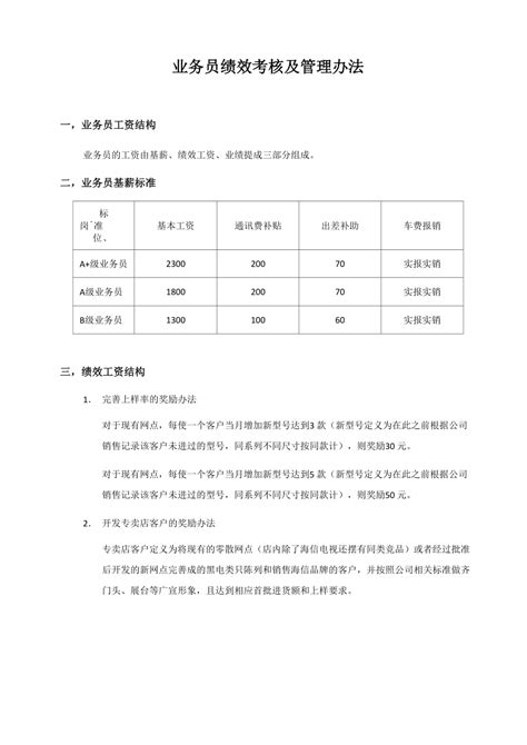 业务员绩效考核及管理办法doc下载4页其他果子办公