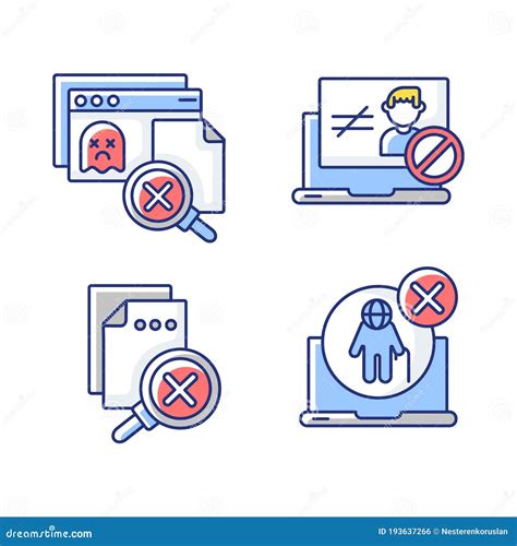 Website Errors Rgb Color Icons Set Stock Vector Illustration Of