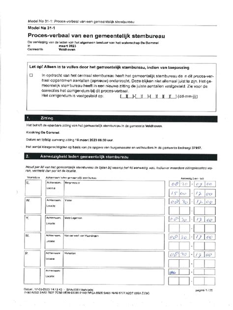 Invulbaar Online Model Na 31 1 Proces Verbaal Van Een Gemeentelijk