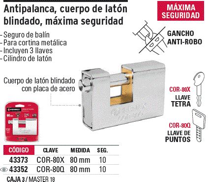 Cor Q Truper Hermex Candado Antipalanca Mm Blindado