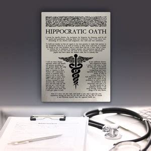 Hippocratic Oath Wall Art Metal Panel English Version Gift For Doctor