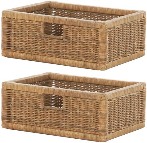 Regalkorb aus Rattan Set 2 Stück Weiss Krines Home