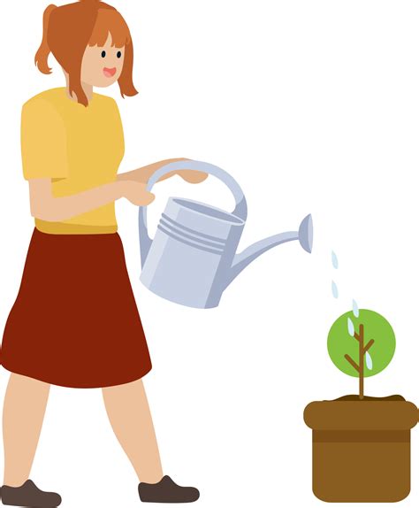 Woman Holding Watering Can To Water Plant Png