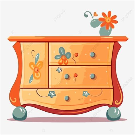 Dresser Clipart Cartoon Orange Dresser With Flowers Vector, Dresser, Clipart, Cartoon PNG and ...