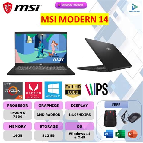 Jual Msi Modern Ryzen Gb Gb W Ohs Fhd Ips Gb