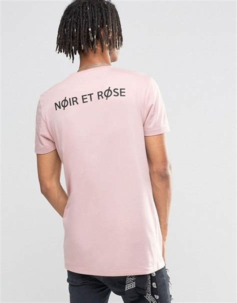 Asos Asos Longline T Shirt With Noir Et Rose Back Print In Pink Rosé