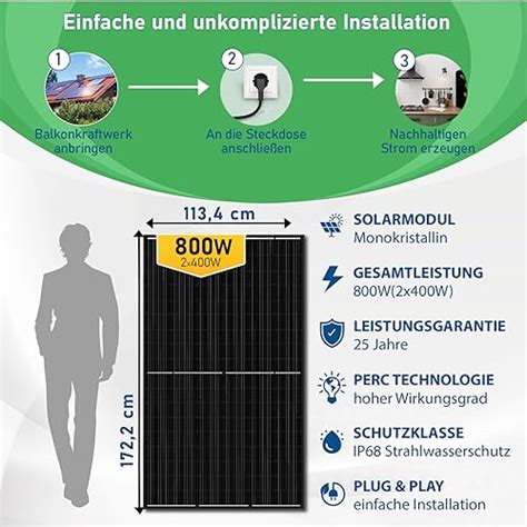 800w Balkonkraftwerk Komplettset Mit 400w Black Frame Solarmodule Und