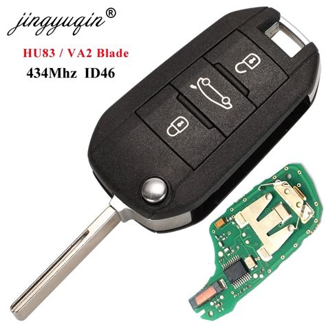 Jinyuqin 3 Buttons Car Remote Flip Key For Citroen C4 Cactus 2014 Hella