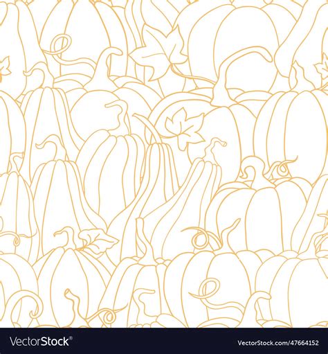 Seamless Pattern Of Pumpkins In Rows Golden Vector Image