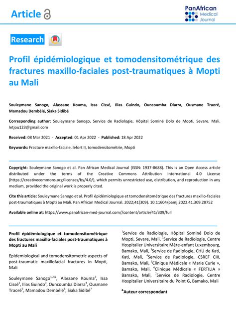 PDF Profil épidémiologique et tomodensitométrique des fractures