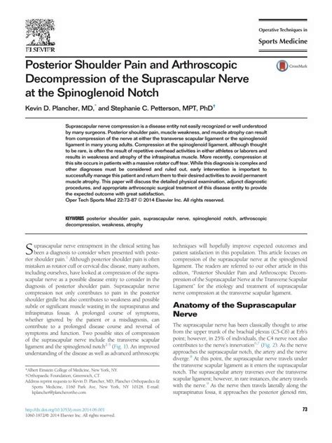 PDF Posterior Shoulder Pain And Arthroscopic Decompression Of