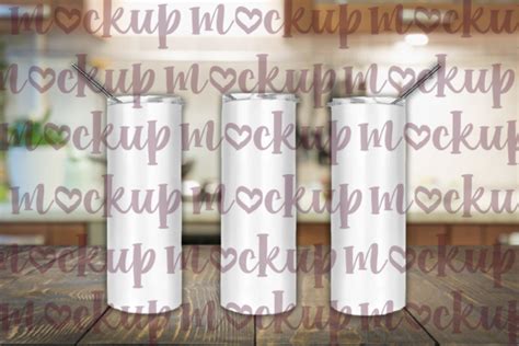 20 Oz Skinny Tumbler Mockup Full Wrap,