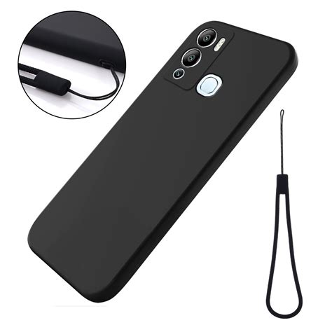 For Infinix Hot 12i Pure Color Liquid Silicone Shockproof Phone Case Black Alexnld