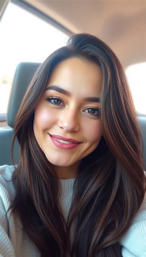 Pretty Brunette Woman Selfie Image Free AI Generator Makepix