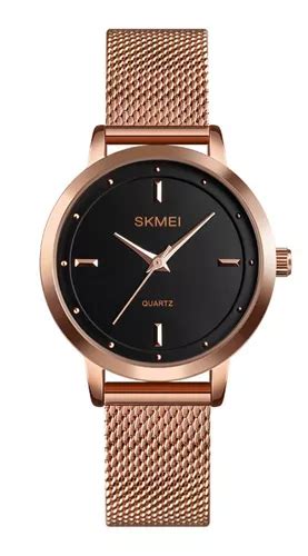 Reloj de pulsera Skmei 1528 de cuerpo color oro rosa analógico para