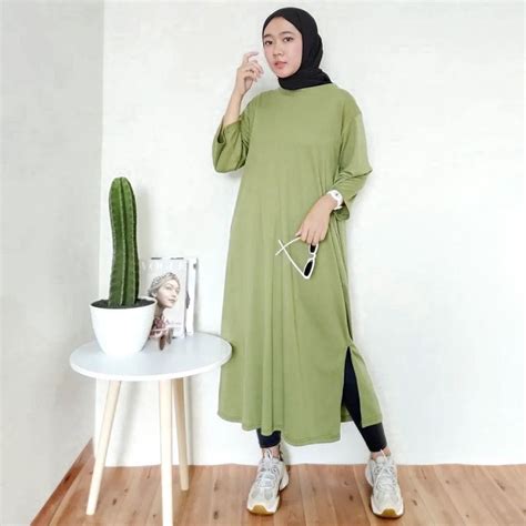 Jual Long Tunik Afrina Dress Atasan Wanita Crinkle Airflow Morfia