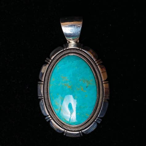 Oval Turquoise Pendant - Southwest Indian Foundation - 6438