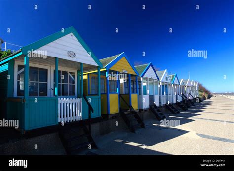 Colourful Wooden Beach Huts On The Promenade Southwold Town Suffolk