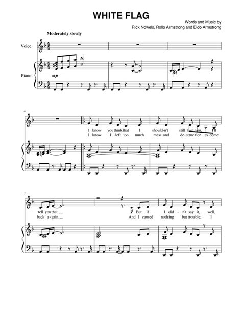 "White Flag" by Dido Sheet music for Piano, Voice | Download free in PDF or MIDI | Musescore.com