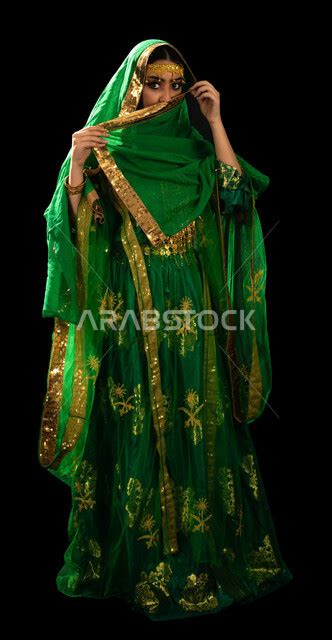 Portrait Of A Saudi Arabian Gulf Woman Wearing Traditional Saudi Dress