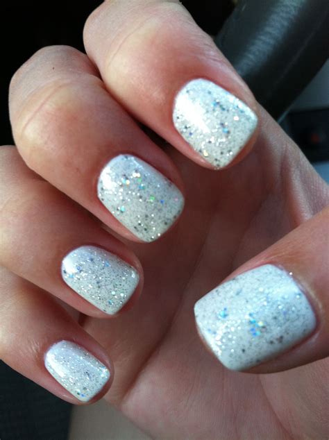 White Sparkle Nails White Sparkle Nails Sparkle Nails Prom Nails Silver