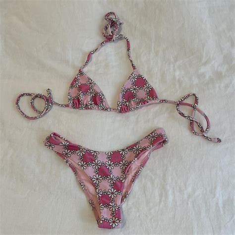 Frankies Bikinis Pink Terry Cloth Patttern Bikini Depop