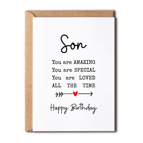 Buy Son Birthday Card Poem Card For Son - You Are Amazing - Birthday ...