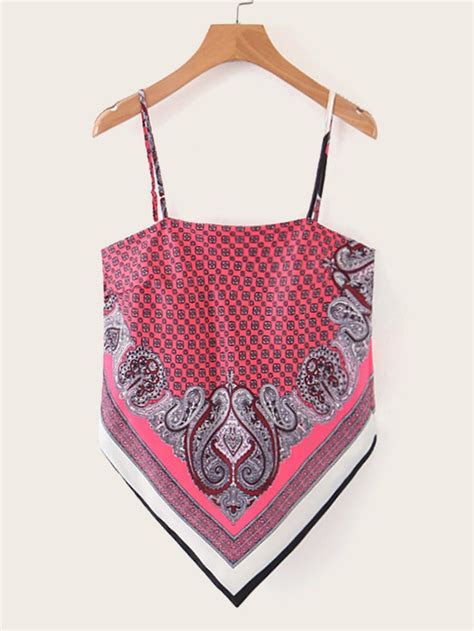 Paisley Print Bandana Cami Top Shein Usa Bandana Top Bandana Print