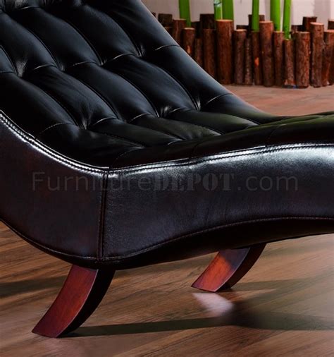 Brown Leather Upholstery Contemporary Chaise Lounge