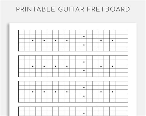 Printable Guitar Neck Diagram Blank Guitar Fretboard Blank Etsy