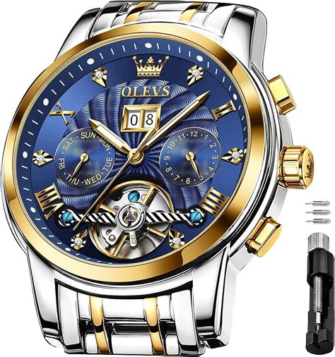 Free Shipping Olevs Watch For Men Automatic Skeleton Tourbillon