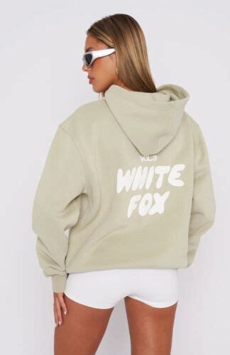 Used White Fox Womens Vol 3 Offstage Puff Print Hoodie Ak1 Beigegray