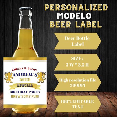 Printable Personalized Beer Bottle Label 100 Editable Text Any Name And Age Custom Birthday